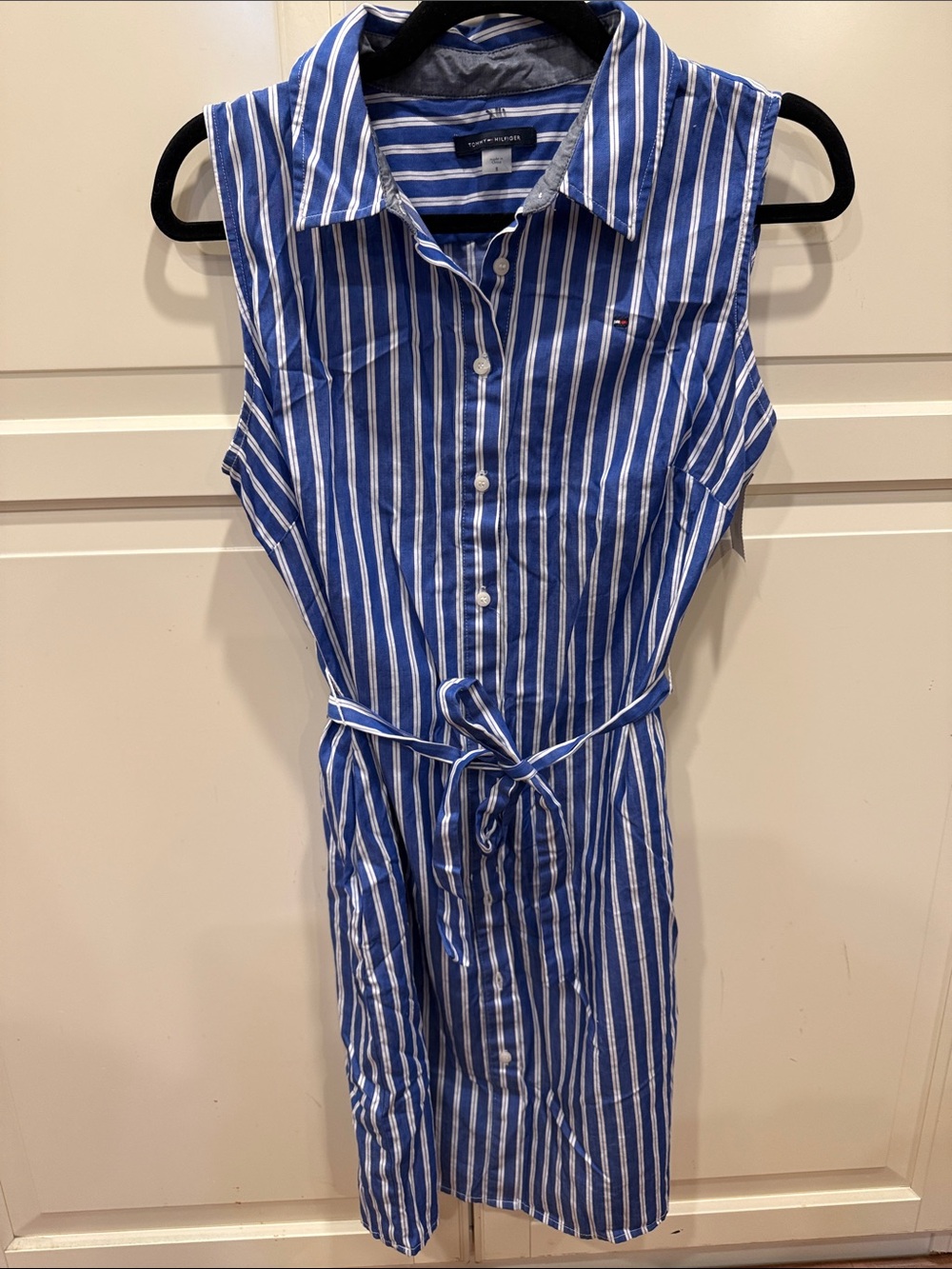 Tommy Hilfiger Sleeveless Shirt Dress with Tie and pockets